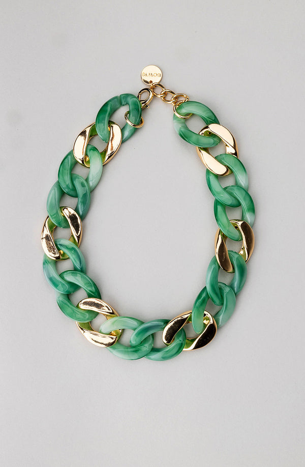Big Chain Necklace Jade Green Gold