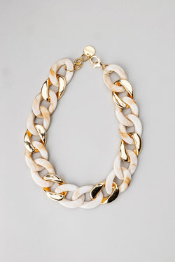 Big Chain Necklace Beige Gold