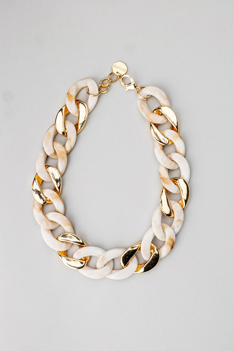 Big Chain Necklace Beige Gold