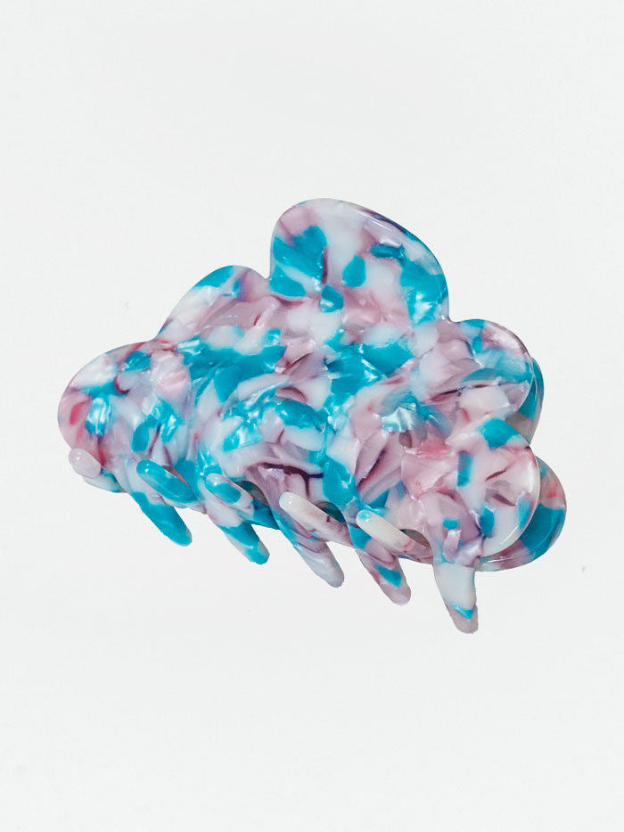 Hårklämma i Spräcklig Blå och  rosa färg