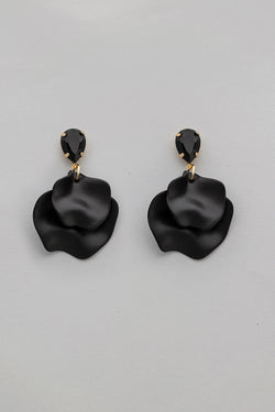 Leaf Earrings Pearl Black cz