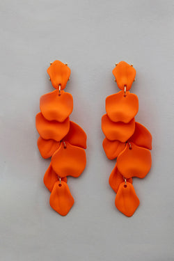 Leaf Earrings Long Orange