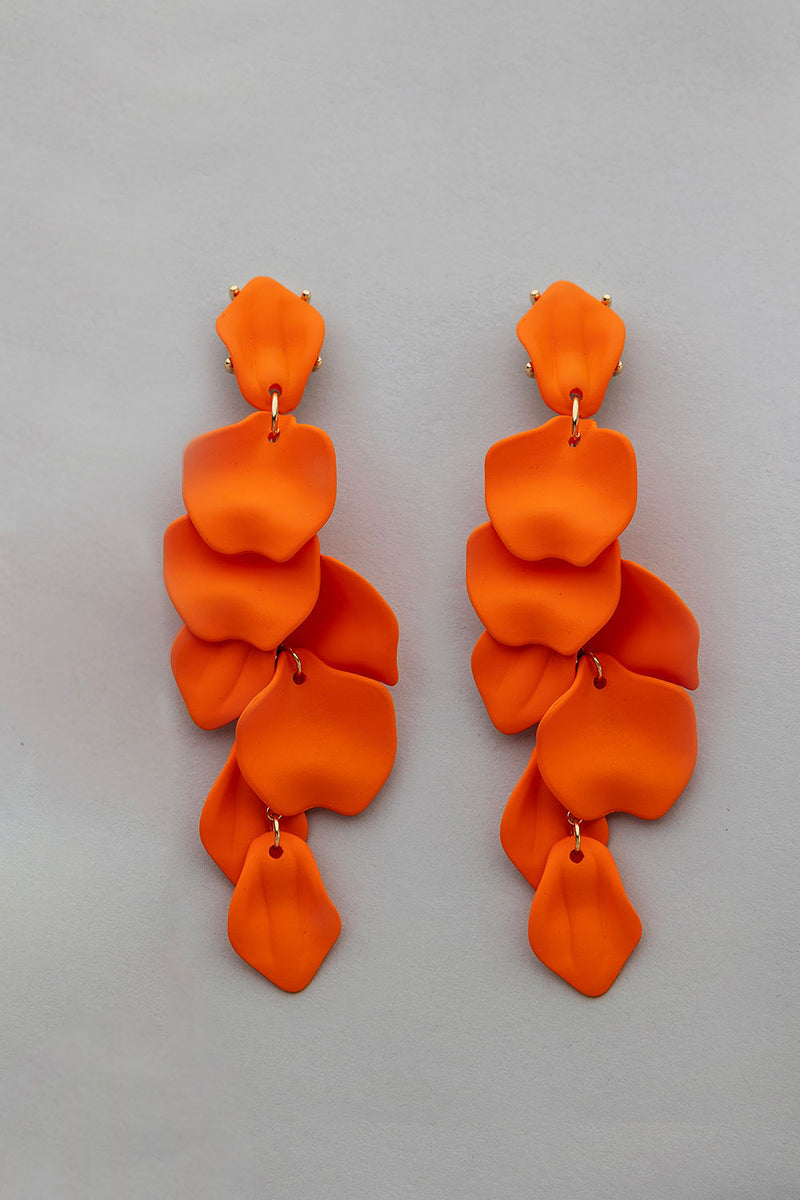 Leaf Earrings Long Orange