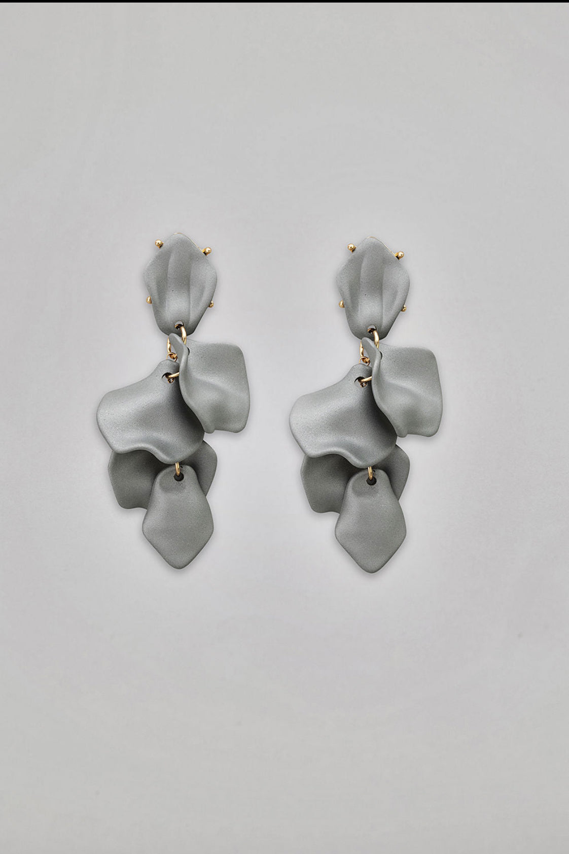 Leaf Clip on Earrings Silver/Grey