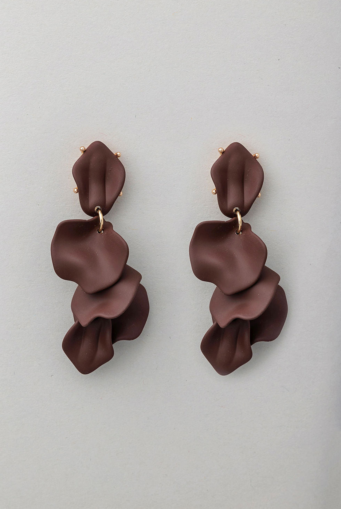 Leaf Clip on Earrings Dark Brown