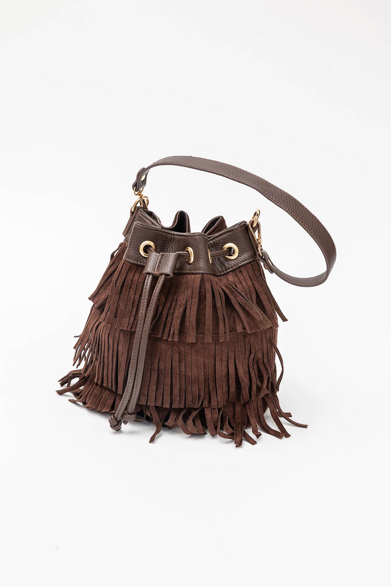 Jade Bucket Bag Frill Brown