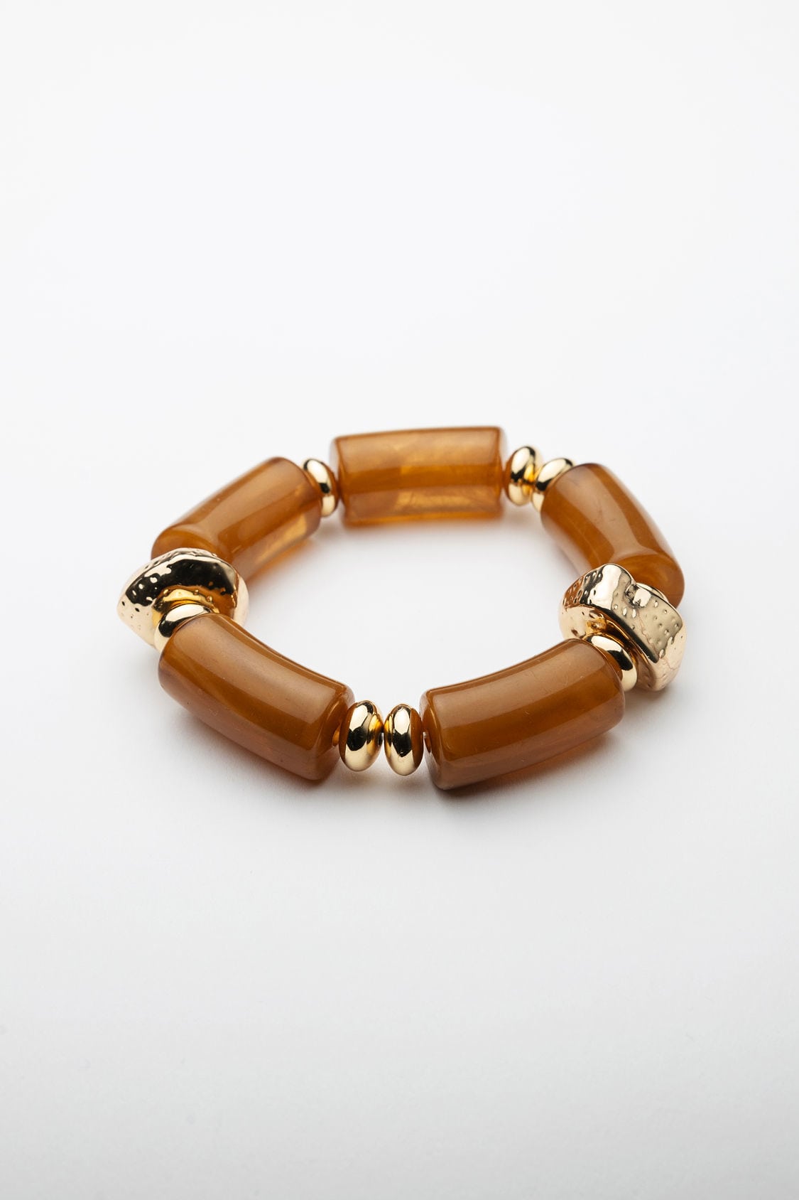 Luna Bead Bracelet Dark Camel w gold