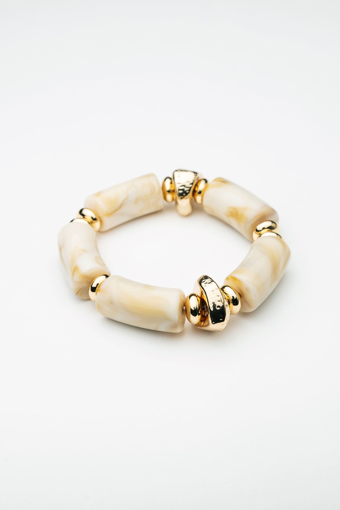 Luna Bead Bracelet Beige melange w gold