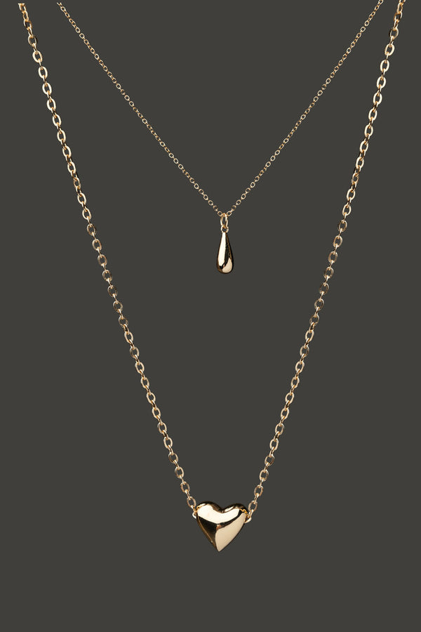 Love Drop Necklace Set Gold