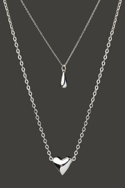 Love Drop Necklace Set Silver