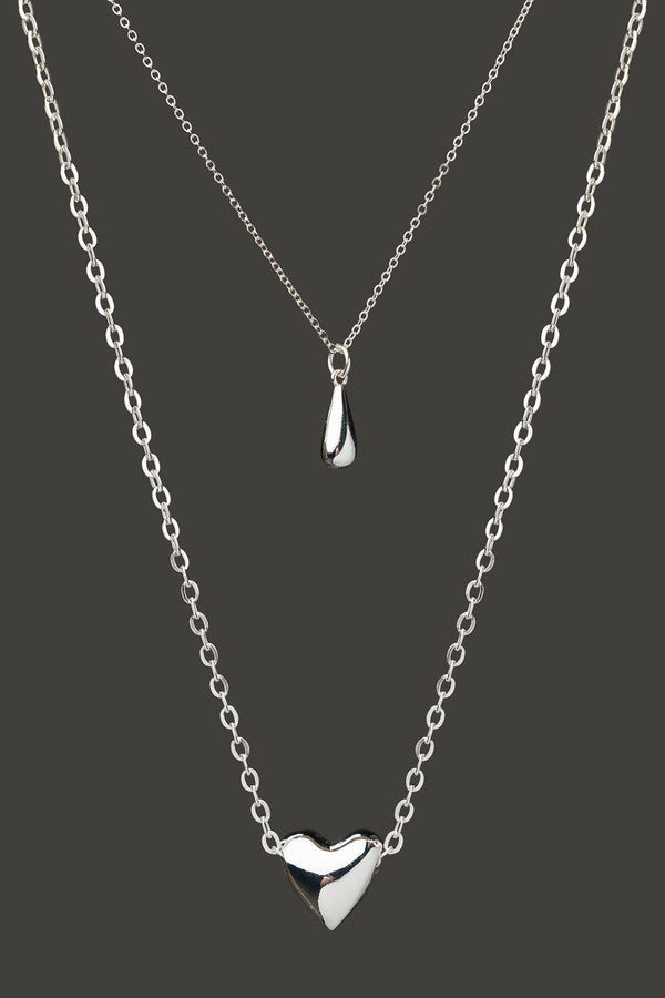 Love Drop Necklace Set Silver