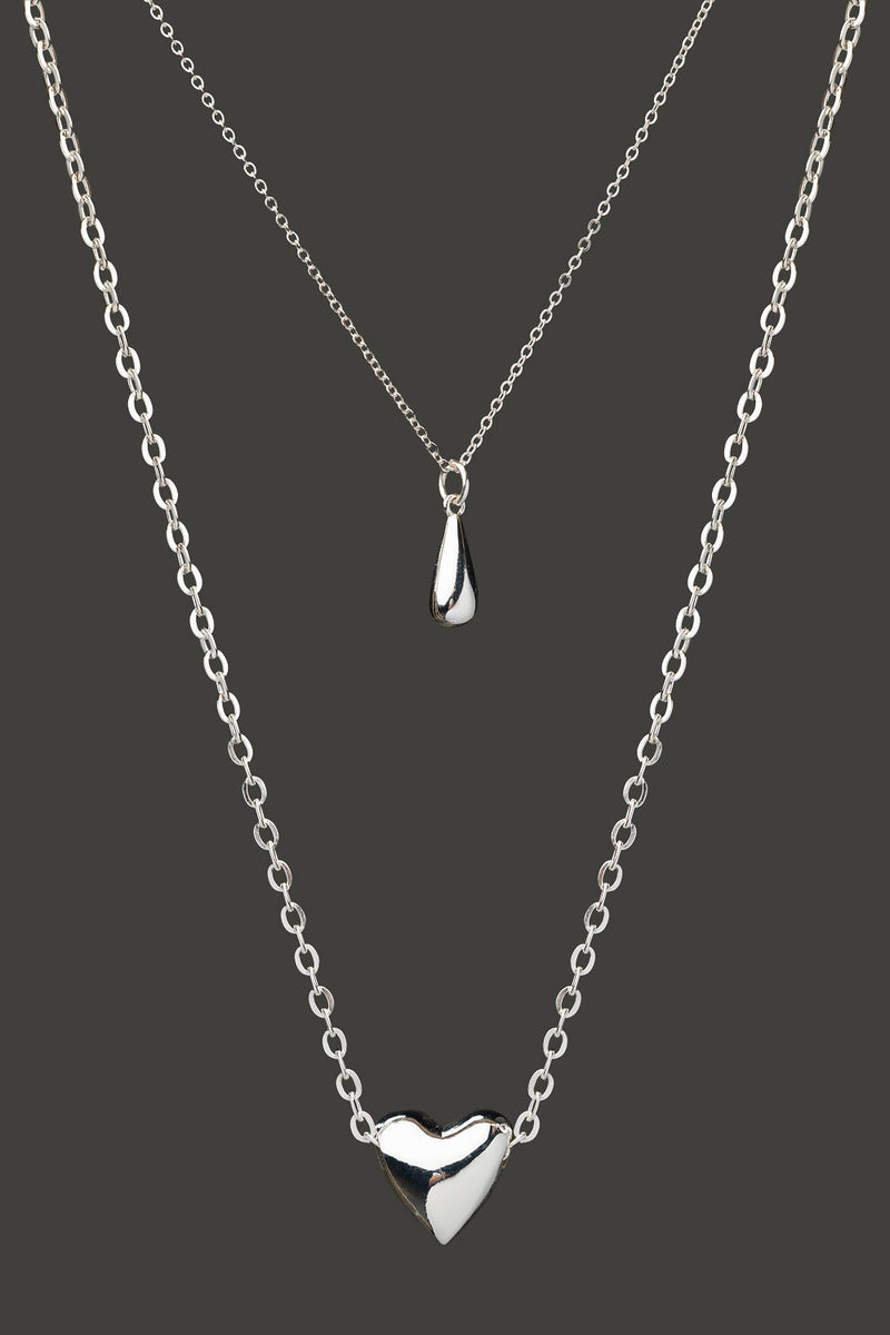 Love Drop Necklace Set Silver