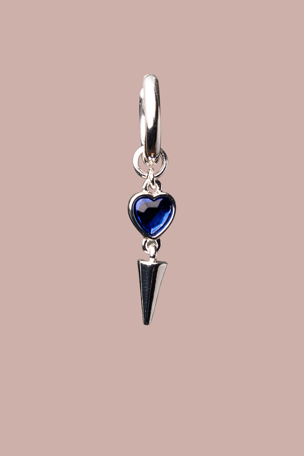 Heart Drop Earring Silver Dark Blue