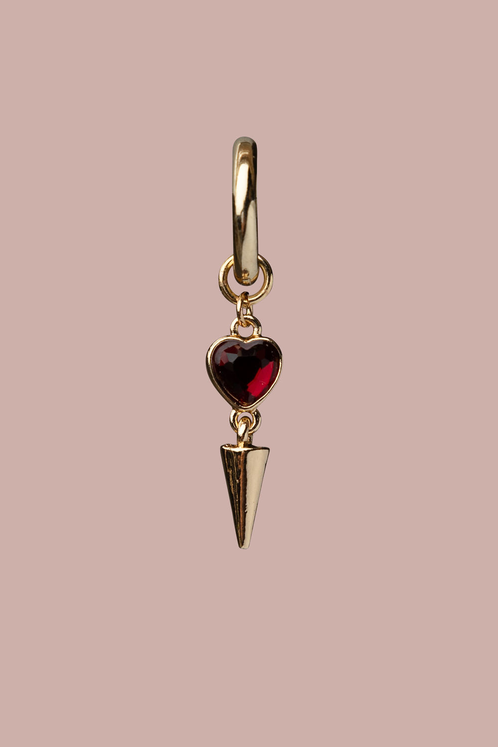 Heart Drop Earrings Gold Red