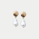 Shell Pearl Earrings Gold