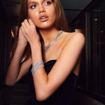 Strass Multi Row Bracelet on a model together with Strass Multi Row Necklace