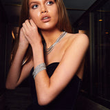 Strass Multi Row Bracelet on a model together with Strass Multi Row Necklace