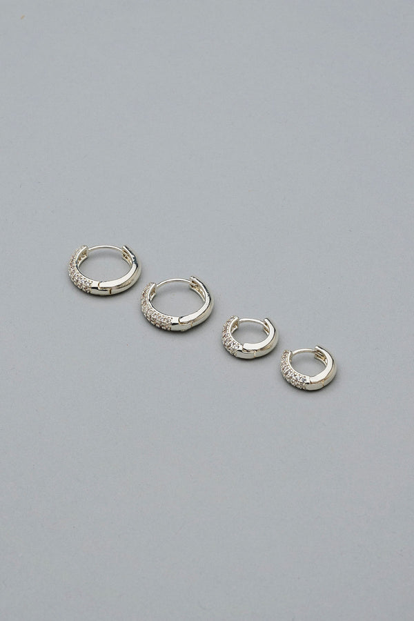 Double Set Hoops Silver