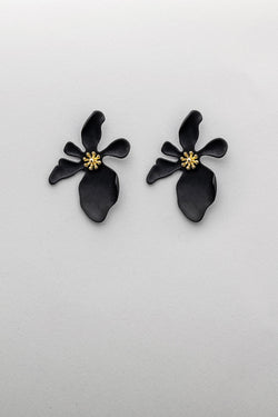 Flower Black Earrings
