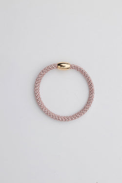 Elastic Hairband Thin Light Pink Glitter w Gold