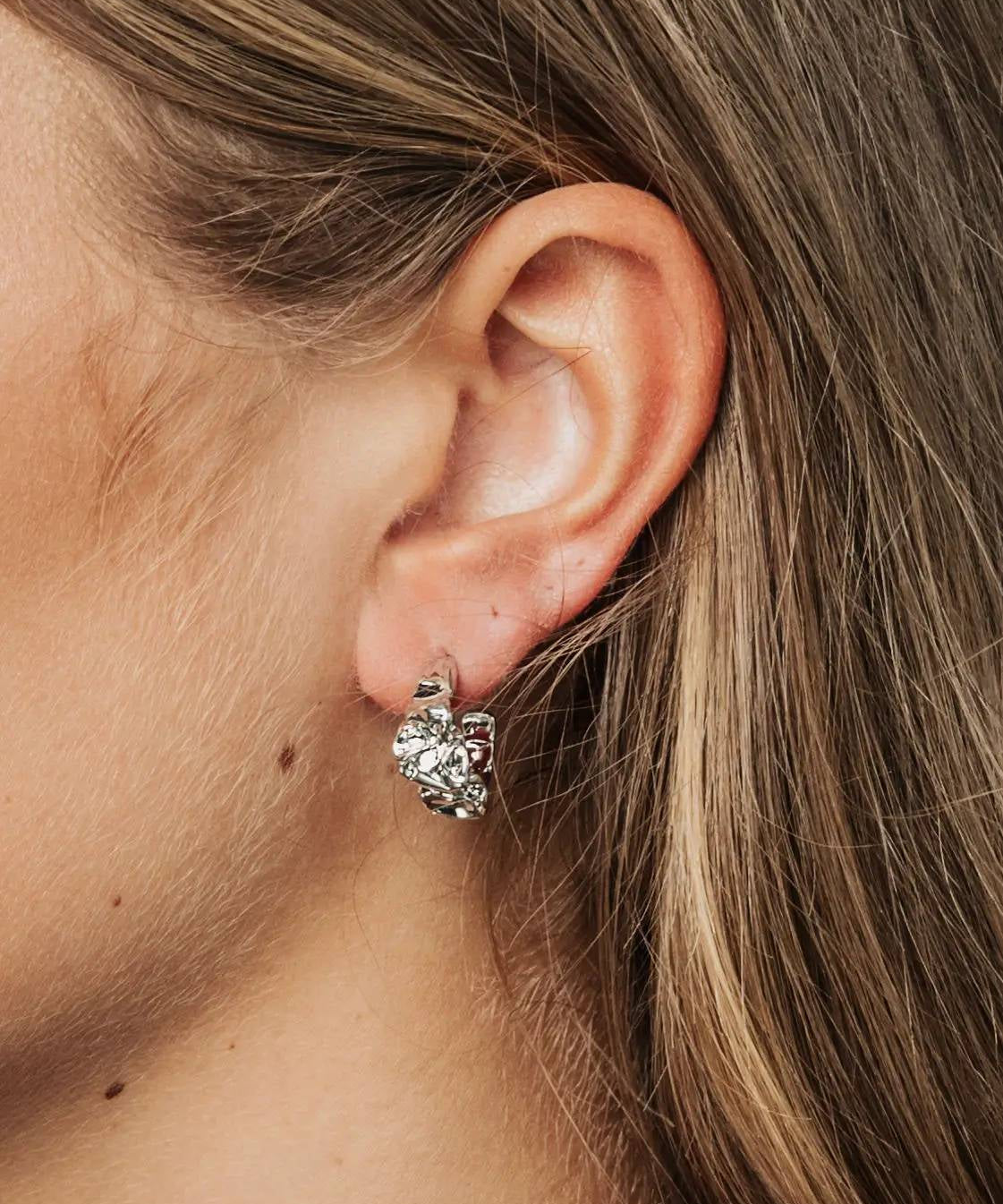 Hammered Hoops Silver