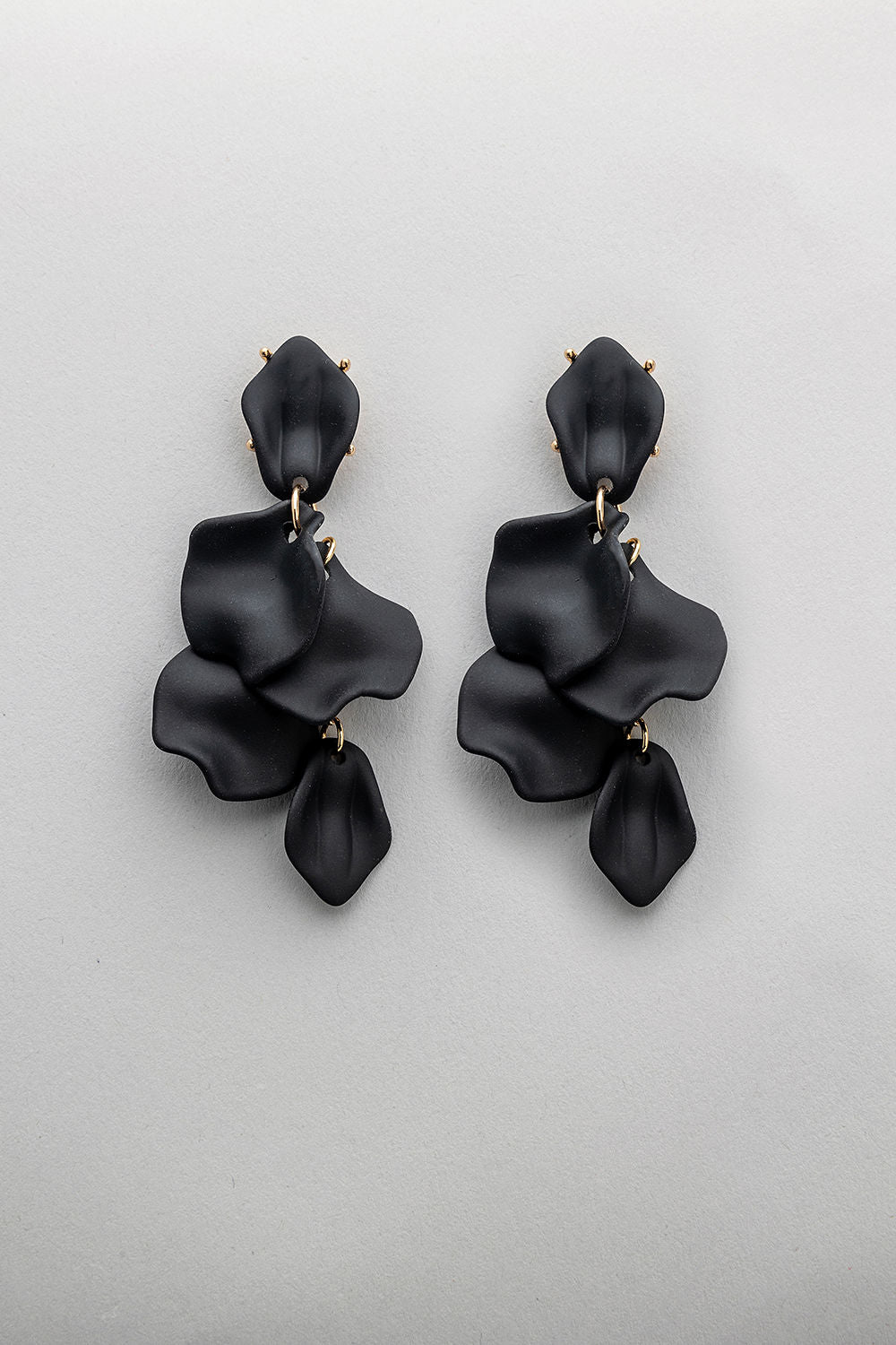 Leaf Clip on Earrings Mat Black