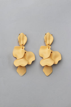 Leaf Thin Earrings Soft Yellow