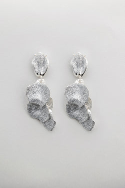 Leaf Earrings Silver Glitter