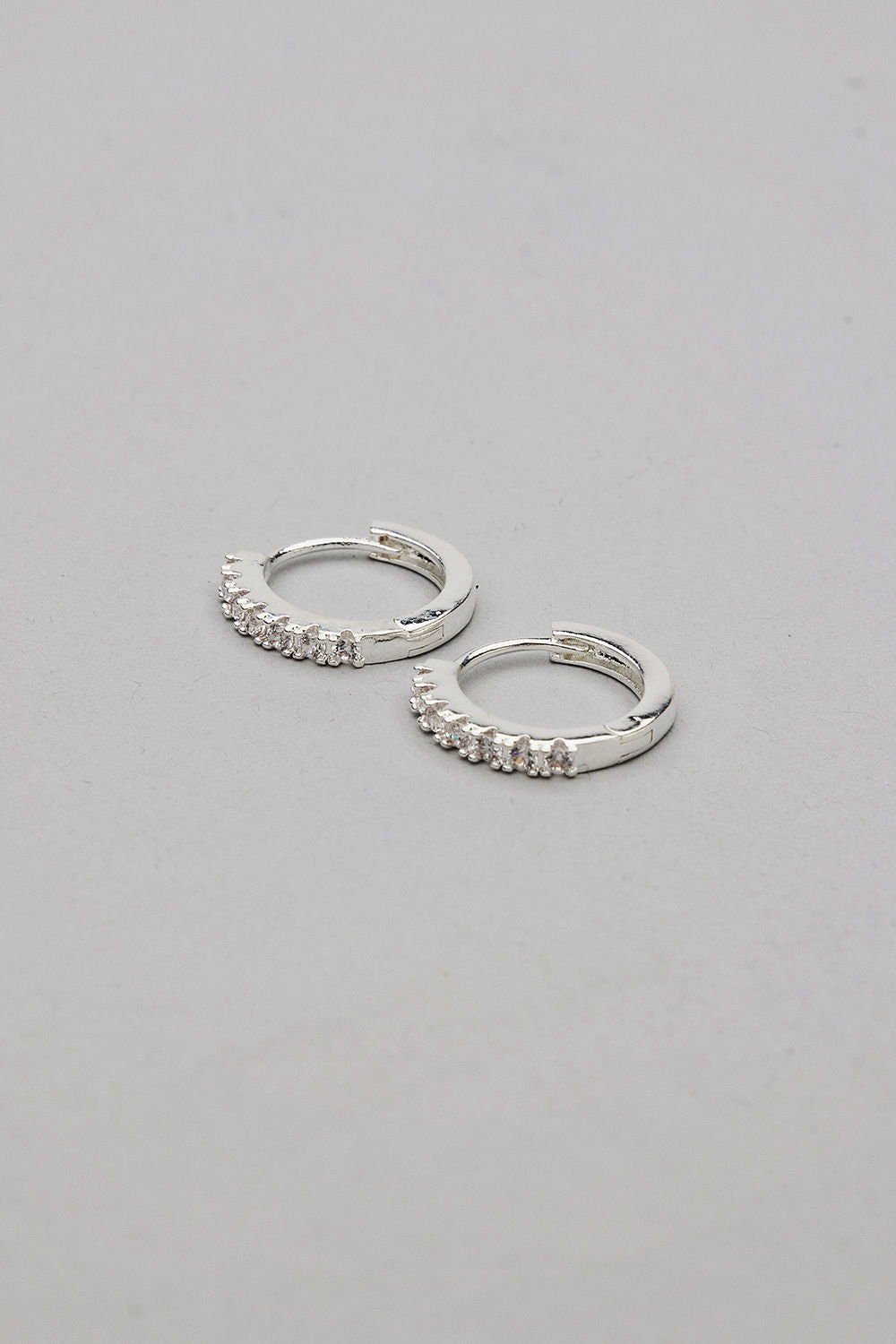 Silver Hoops Clear Stone S