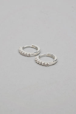 Silver Hoops Clear Stone S