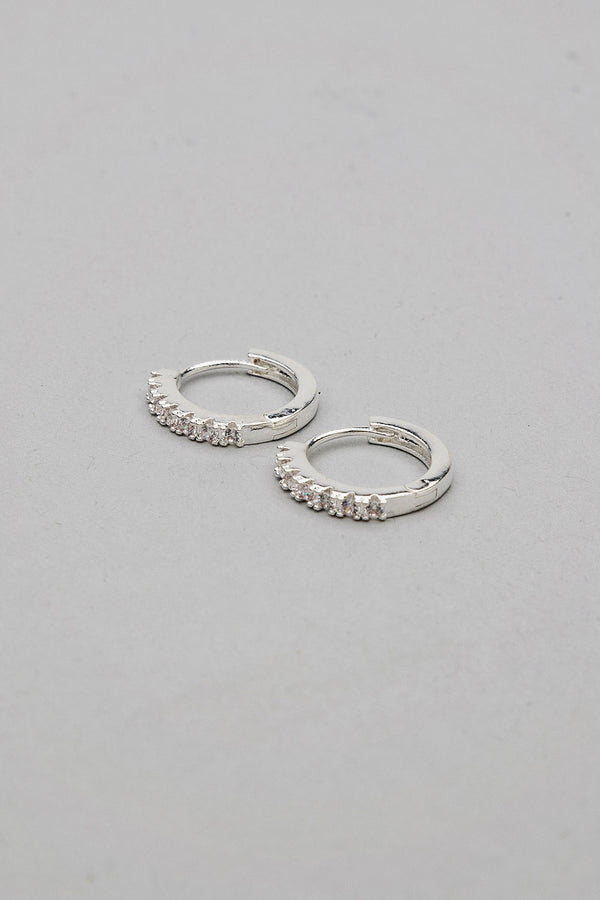 Silver Hoops Clear Stone S