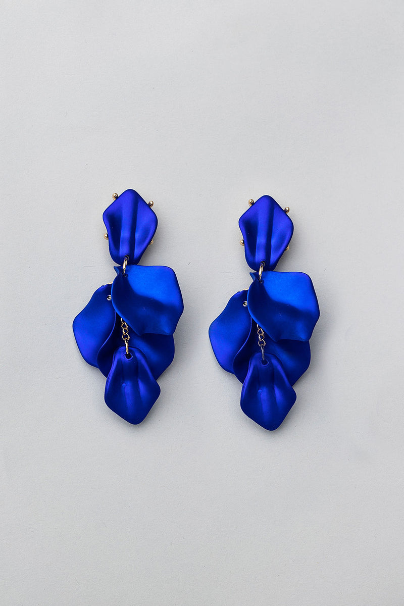 Leaf Earrings Metallic Blue