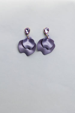 Leaf Earrings Lavender Cz