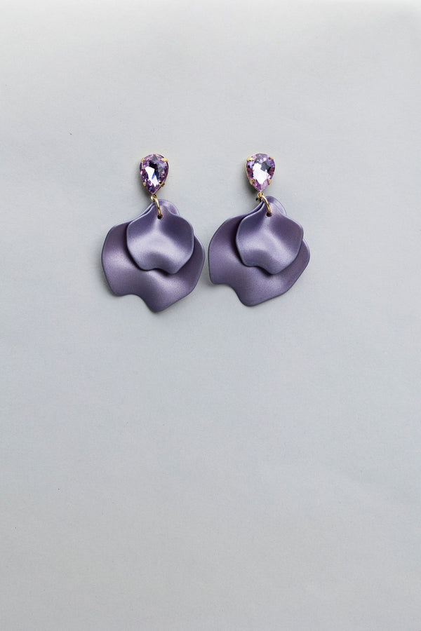 Leaf Earrings Lavender Cz