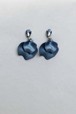 Leaf Earrings Grey Blue Cz