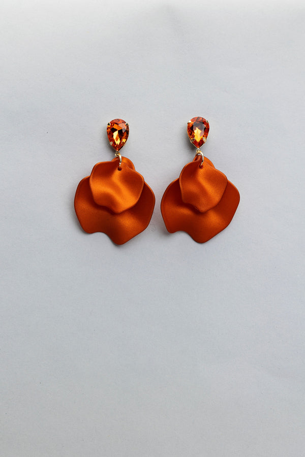 Leaf Earrings Rusty Orange cz